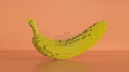 将3D像素转化为数字香蕉。3d说明