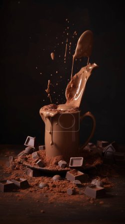 碎巧克力和热巧克力喷雾